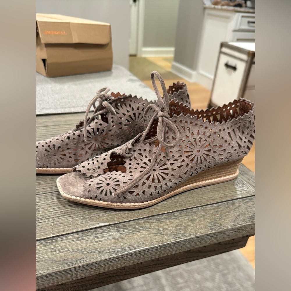 Jeffrey Campbell Gray Flats with Intricate Design